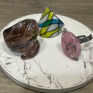 EUC Ring Set Large 3 Rings Colorful Large Stones